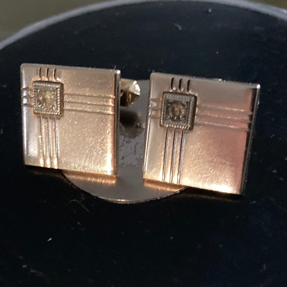 Vintage Anson Brushed Gold Art Deco Cufflinks – Patent Pending - Picture 4 of 6